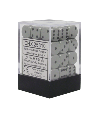 Chessex - 12mm D6 Dice Block - Grey w/Black