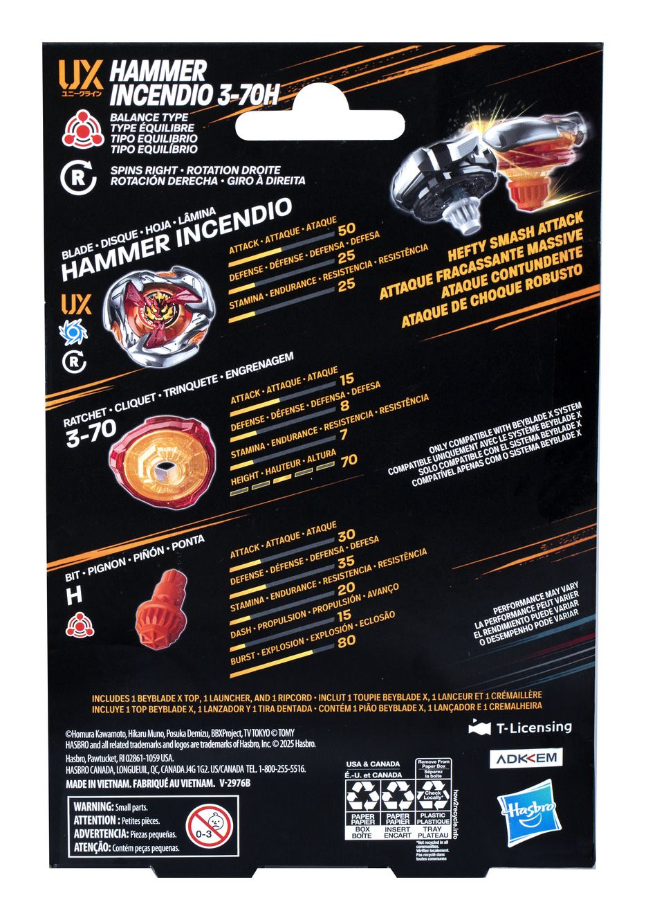 Beyblade X - Starter Pack Set - Hammer Incendio 3-70H