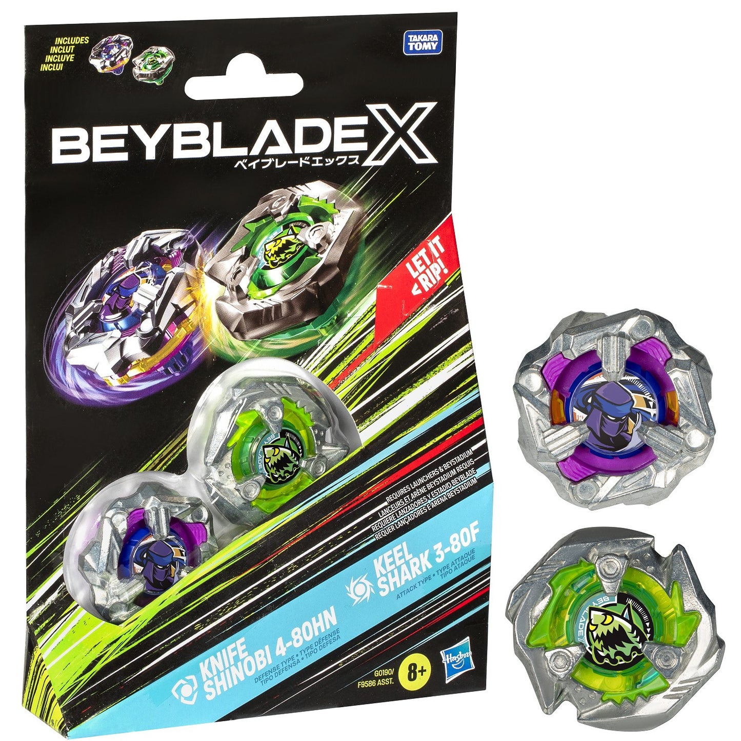 Beyblade X – Gen 4 Dual Pack 1 – Knife Shinobi 4-80HN & Keel Shark 3-80F