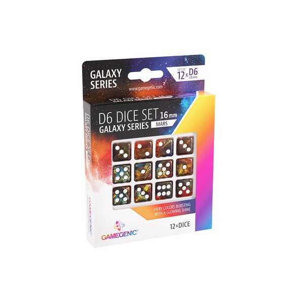 Gamegenic Galaxy Series - Mars - D6 Dice Set 16 mm (12 pcs) Blue/Orange