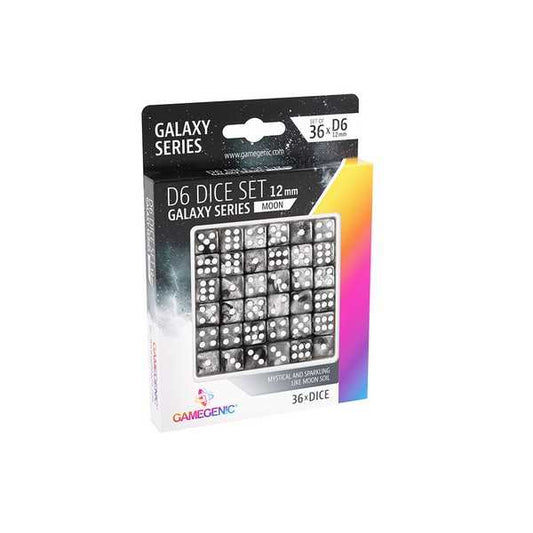 Gamegenic Galaxy Series - Moon -  D6 Dice Set 12 mm (36 pcs) Black