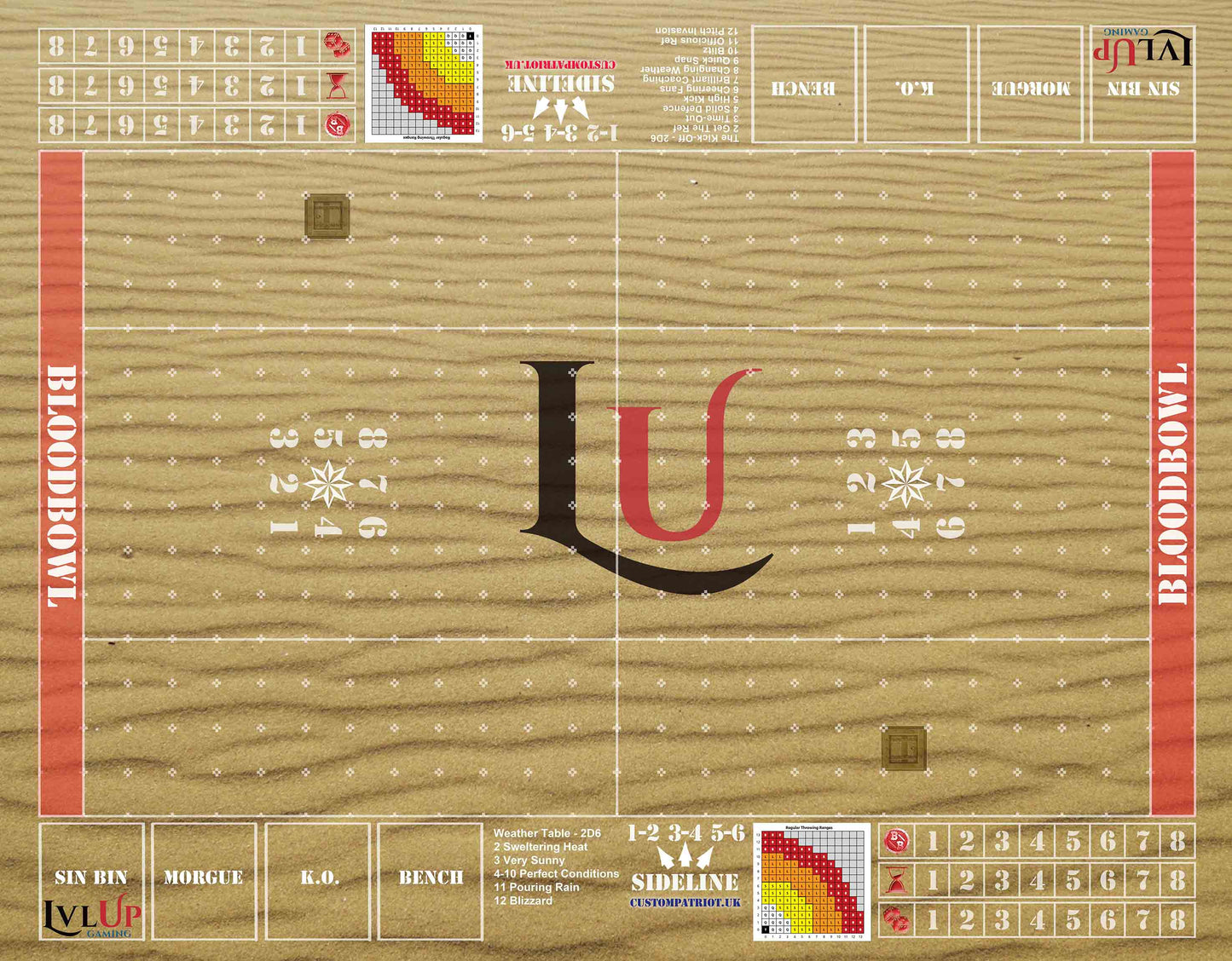 Custom Lvl UP Gaming Desert Blood Bowl Pitch 36" x 28" (Neoprene)