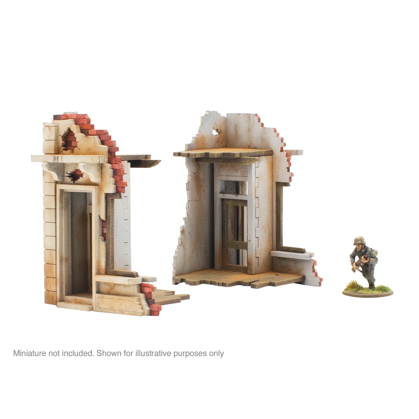 Bolt Action MDF Pair of Destroyed Building Ends