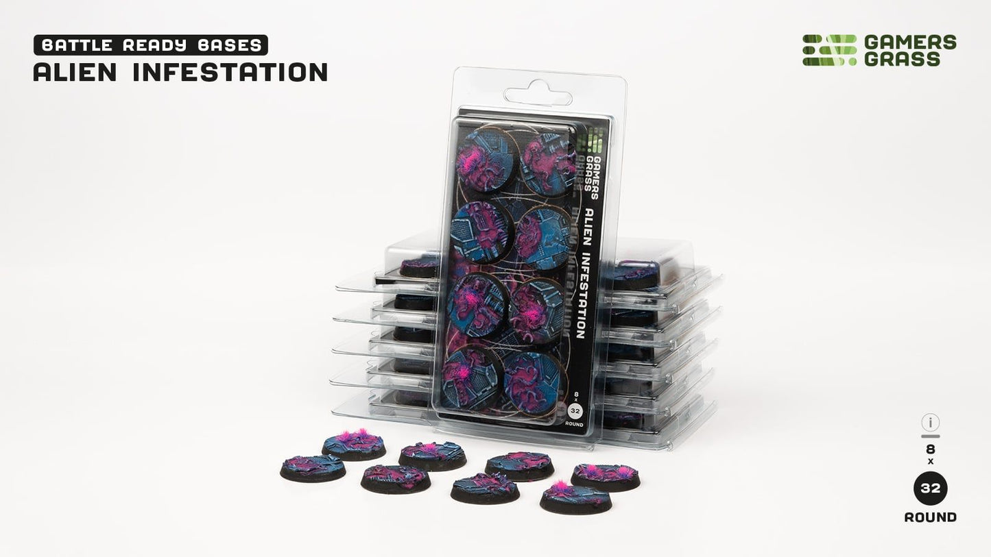 Alien Infestation Bases, Round 32mm (x8) - Gamers Grass