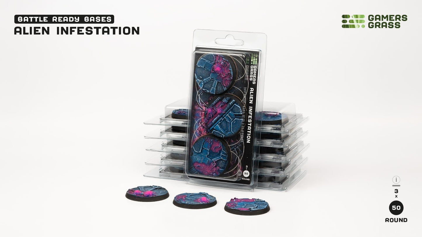 Alien Infestation Bases, Round 50mm (x3) - Gamers Grass