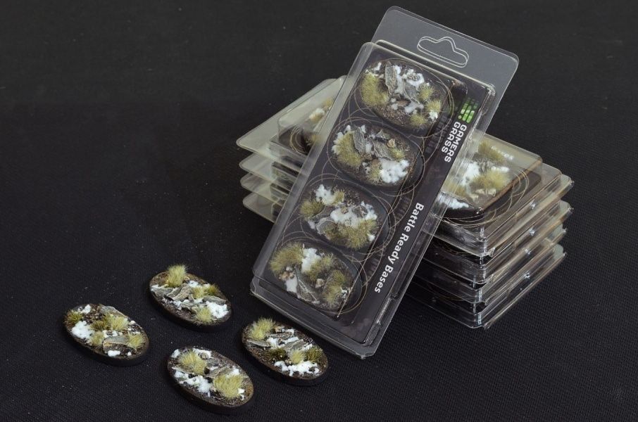 Winter Bases Oval 60mm (x4) - Battlefield Ready - Gamers Grass