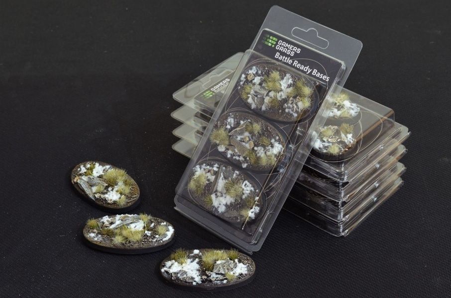 Winter Bases Oval 75mm (x3) - Battlefield Ready - Gamers Grass