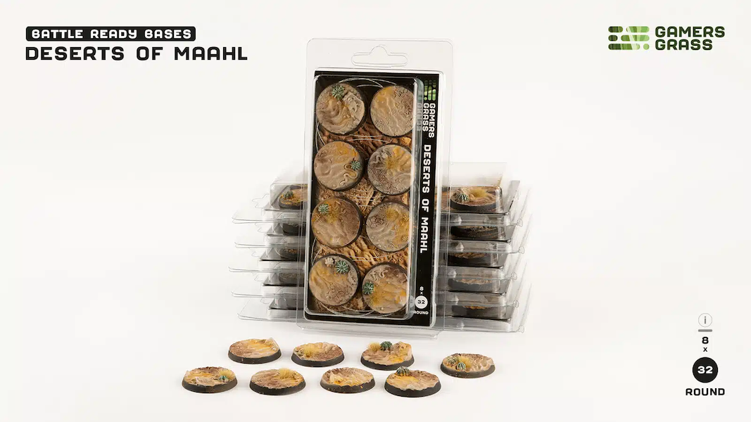Deserts of Maahl Bases, Round 32mm (x8) - Gamers Grass
