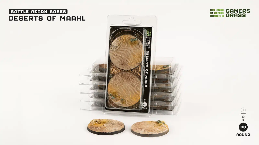 Deserts of Maahl Bases, Round 60mm (x2) - Gamers Grass