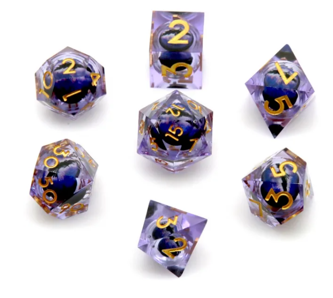 Dragon Rolling Eyes Dice Set Purple