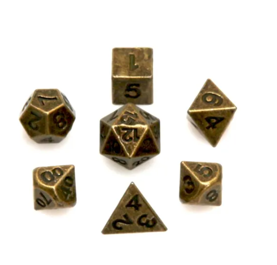 Mini Metal Dice Set Gold