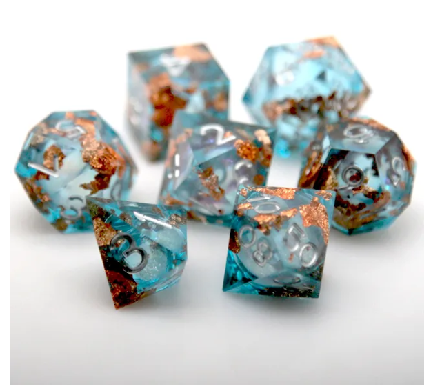 Liquide Sand Sharp Dice Set Light Black Copper