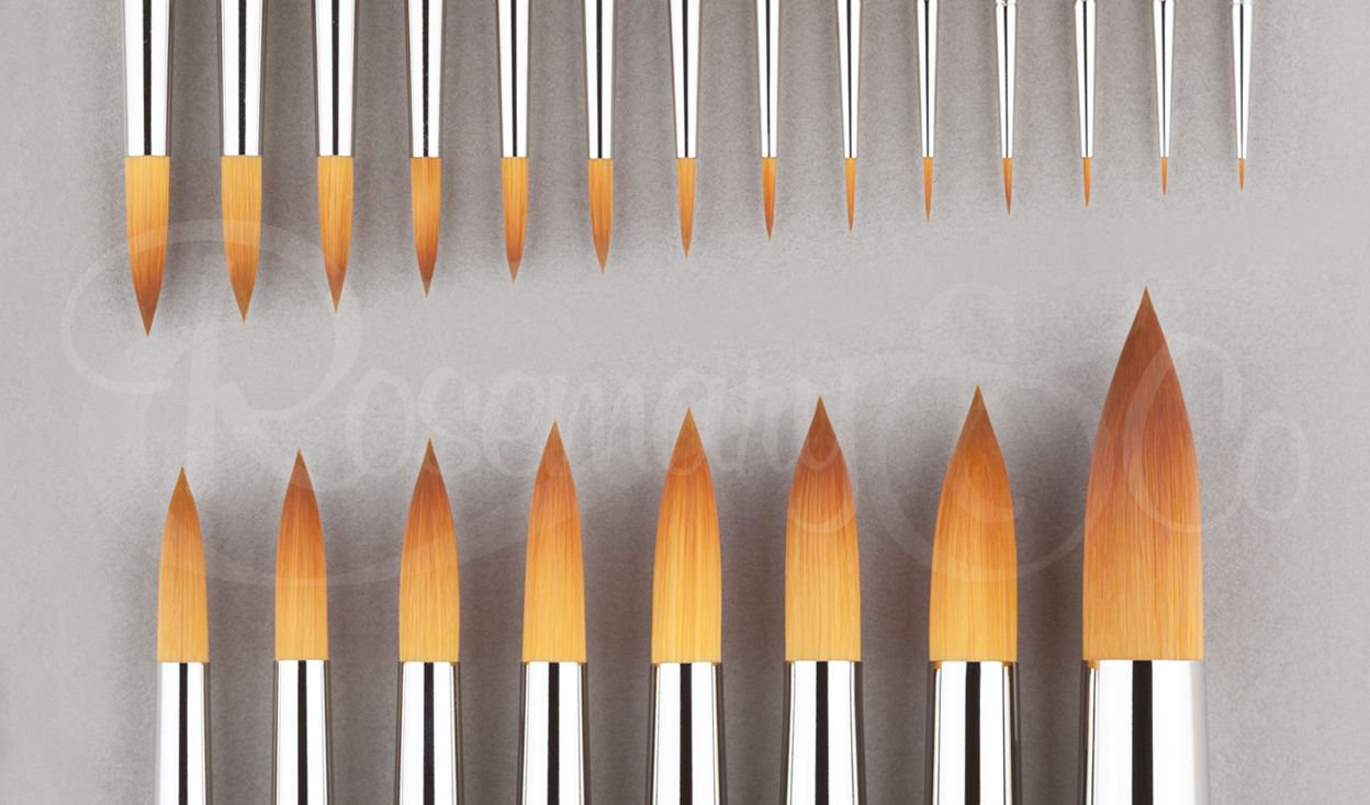 Size 1 - 7" - Series 301. Pointed Round Golden Synthetic - Rosemary & Co. Brushes