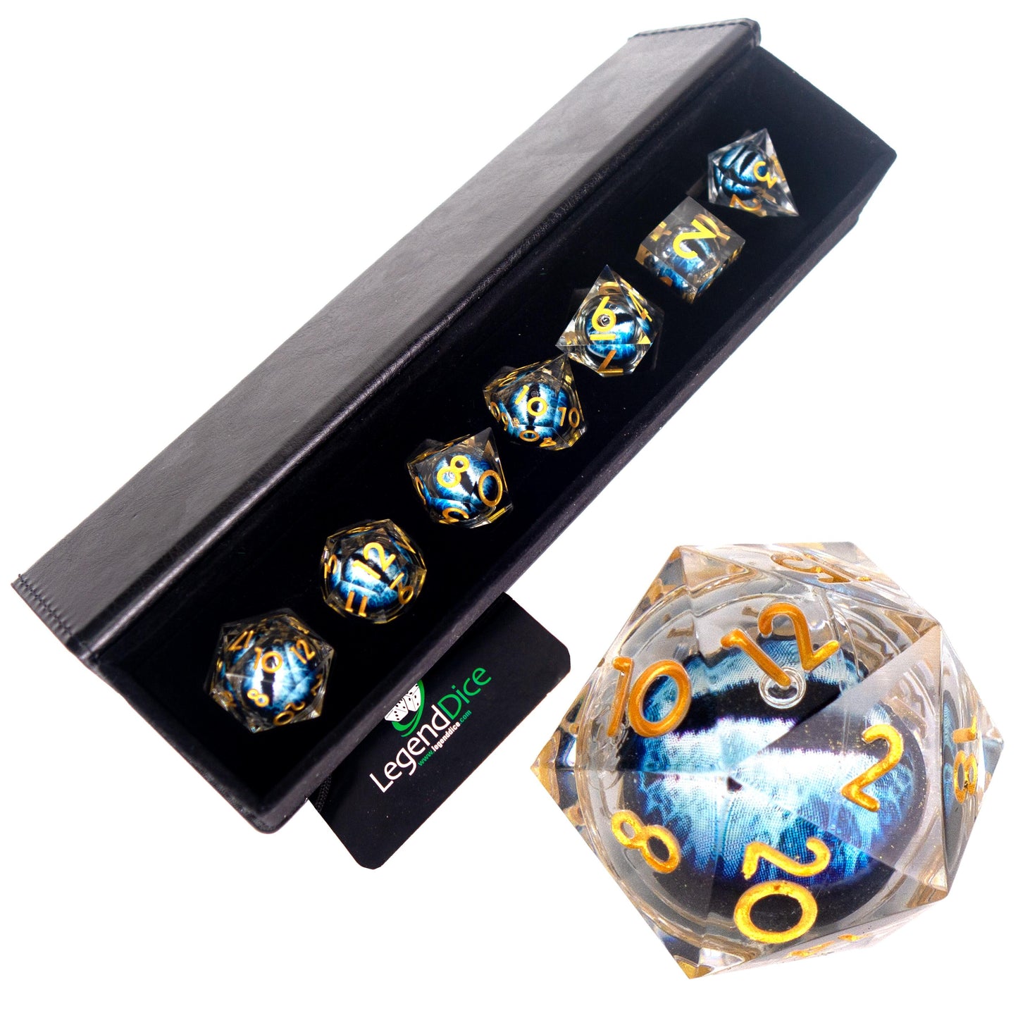 Liquid Core Dice in Case - Eyeball Ice Blue