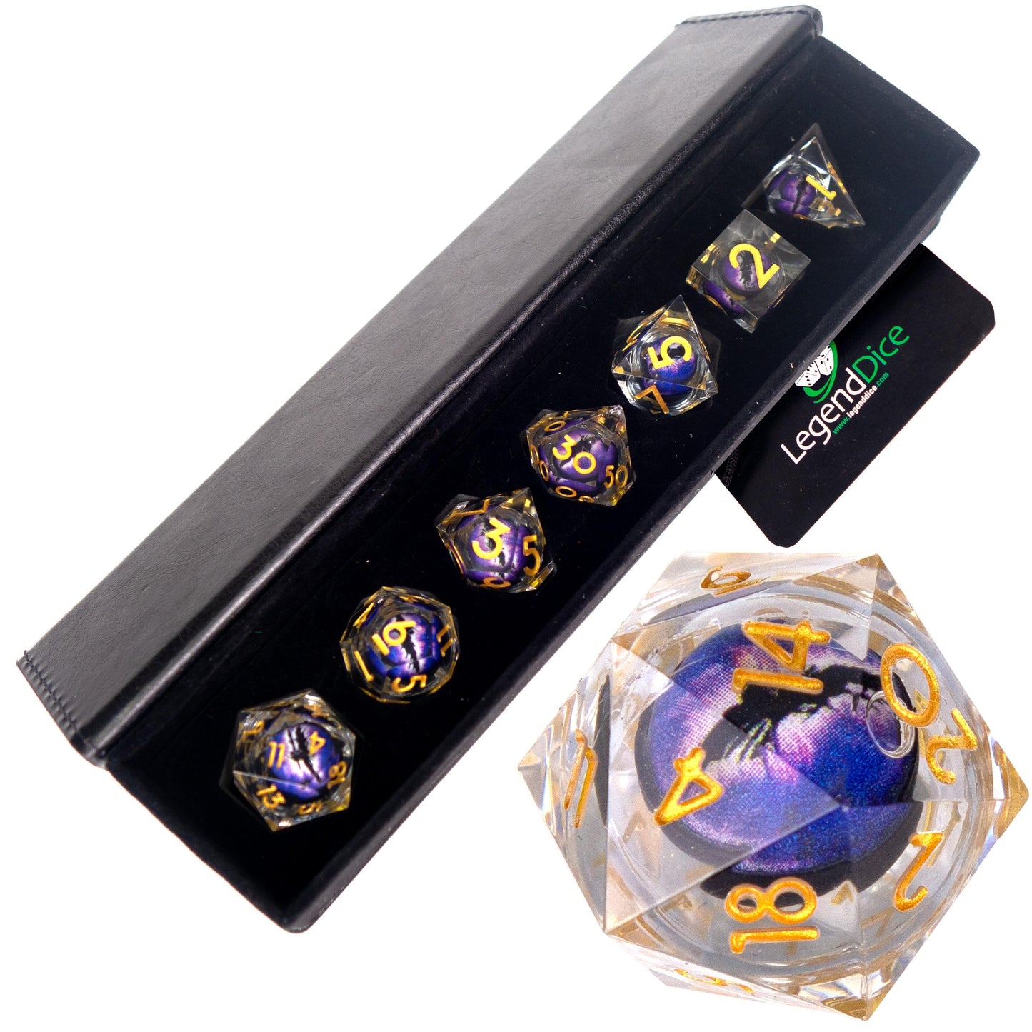 Liquid Core Dice in Case - Eyeball Violet