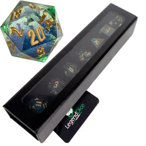 Liquid Core Dice in Case - Dual Green Blue