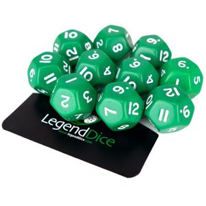 Legend Dice - Poly Dice - D12 Opaque - Green x10