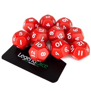 Legend Dice - Poly Dice - D12 Opaque - Red x10