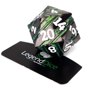 Legend Dice - D20 Metal Strata Dice 35mm - Black Green