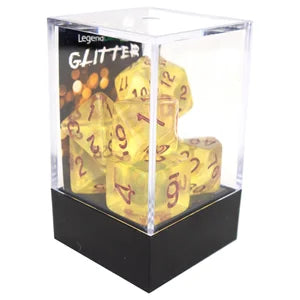 Poly Dice Set - Glitter - Lemon, Boxed