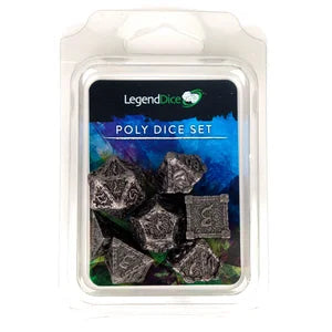 Poly Dice Set - Metal Dagger - Silver