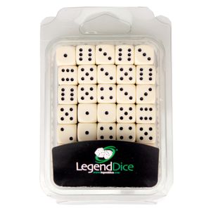Legend Dice - Spot Dice - 12mm Opaque Ivory x35, Clamshell D6