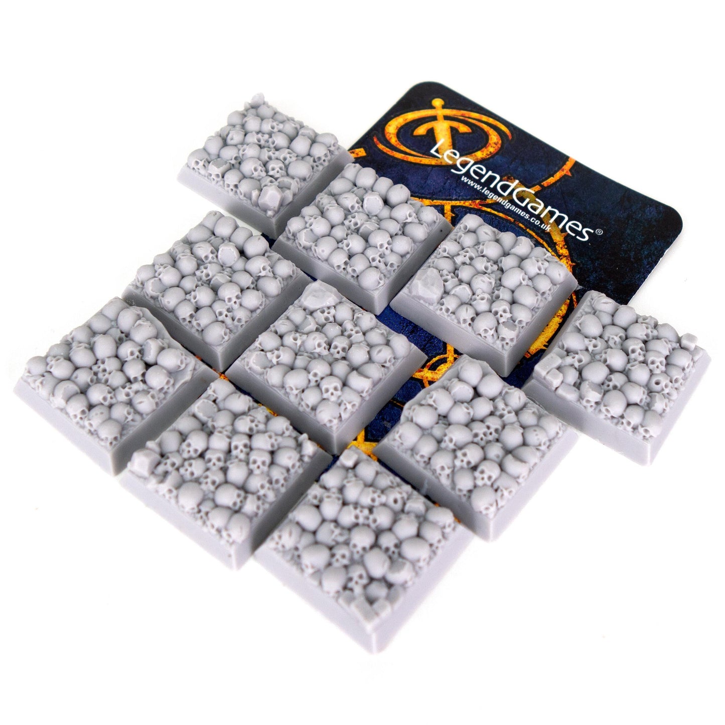 Bases - Skull - Square 25mm x10, Clamshell