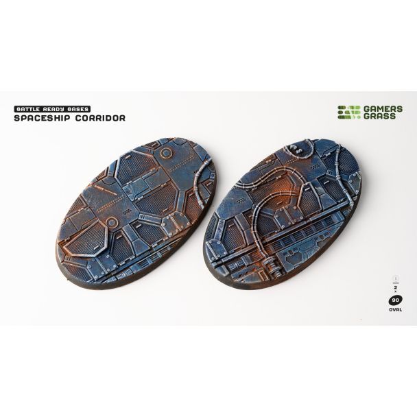 Spaceship Corridor Bases, Oval 90mm (x2) - Gamers Grass