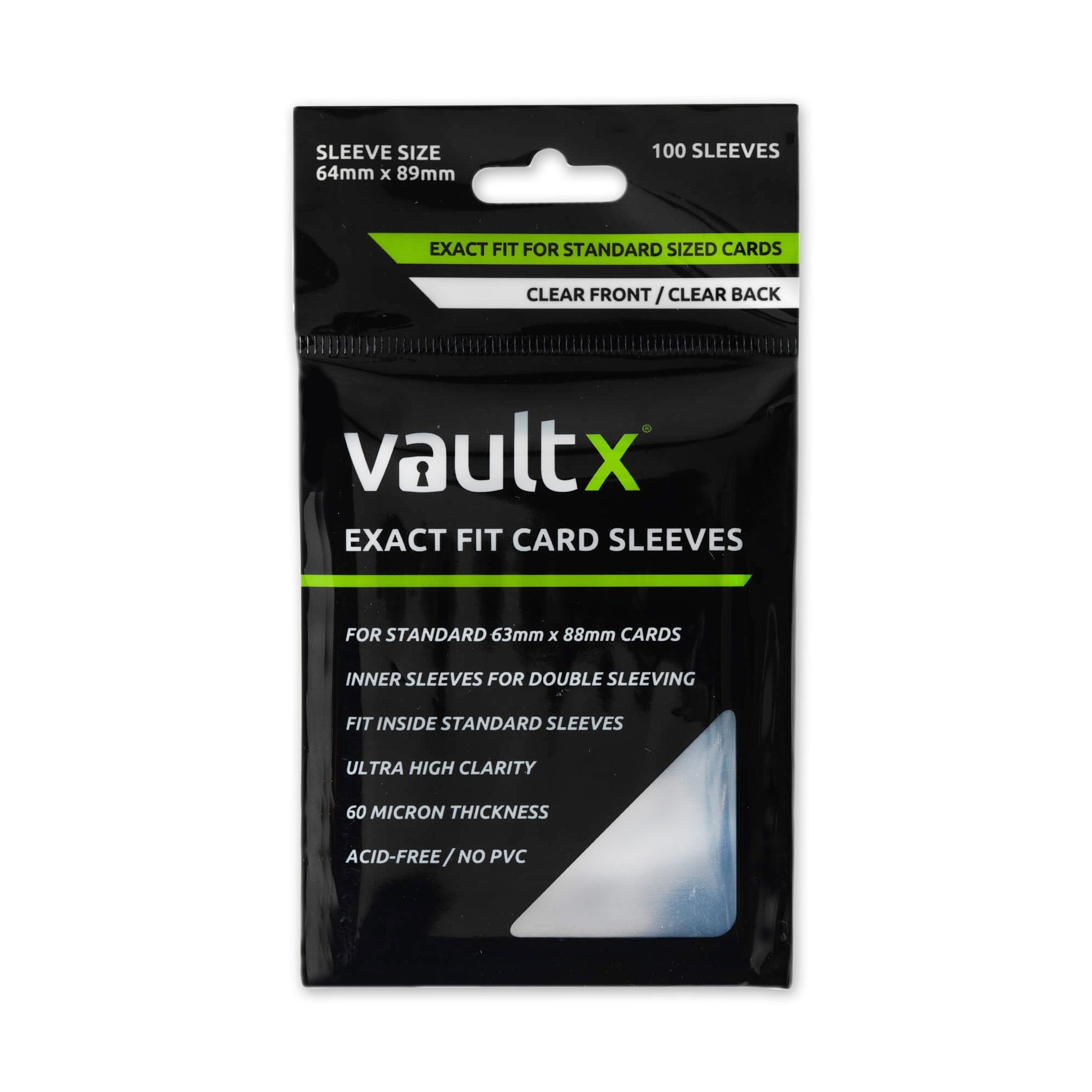 Vault X Exact Fit Card Sleeves - 100 - Clear Lvl Up Gaming UK Vault X Exact Fit Card Sleeves - 100 - Clear Lvl Up Gaming UK
