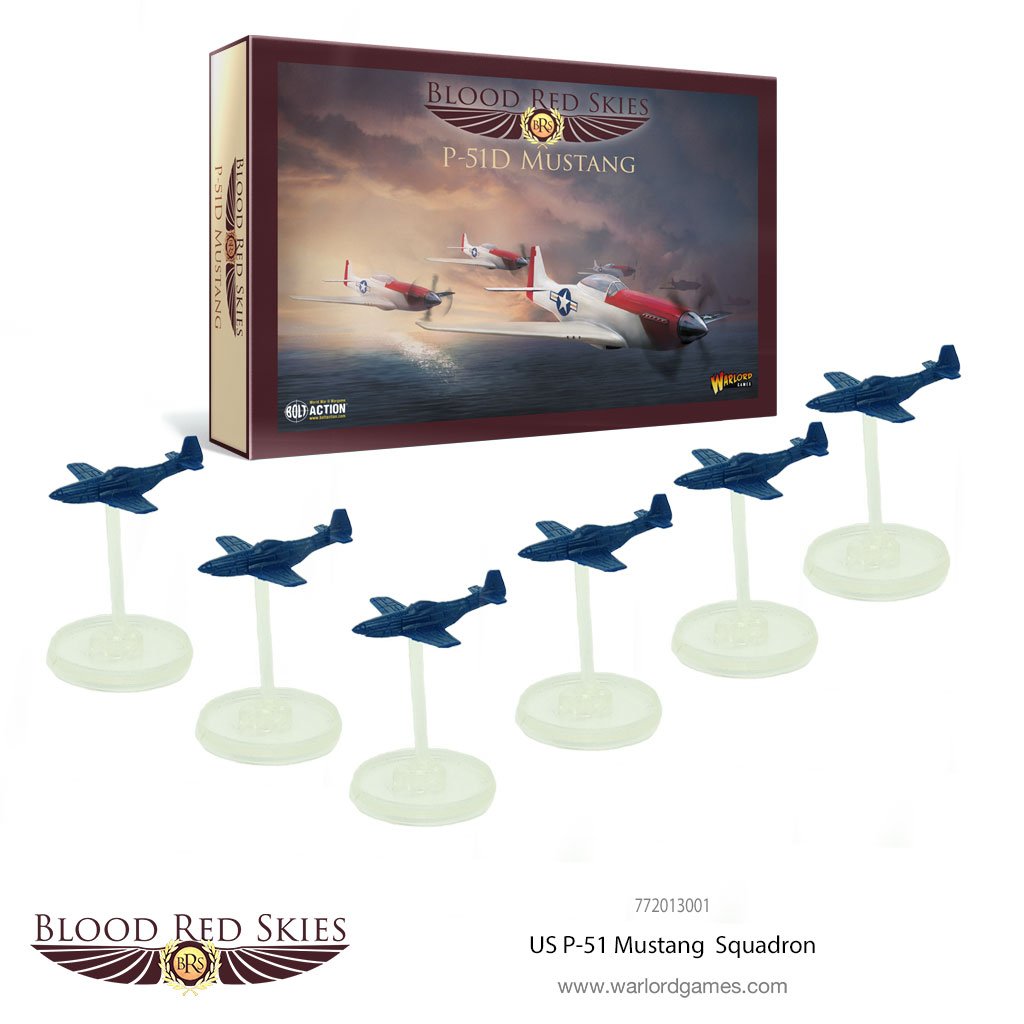 US P-51D Mustang 6 Plane Squadron - Blood Red Skies