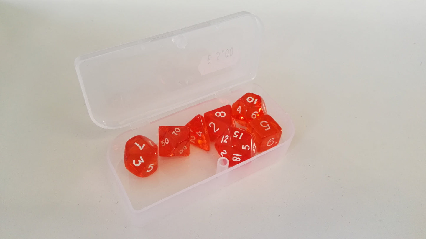 Trade Dice: Dungeons and Dragons Set- Transparent Orange