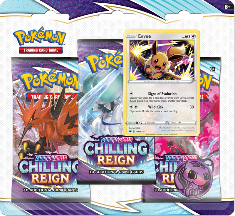 Pokémon TCG: Sword & Shield 6 Chilling Reign n 3-Pack Booster Display Eevee