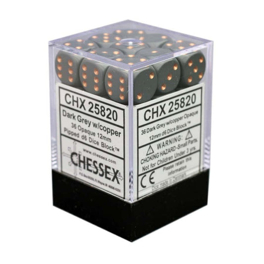 Chessex - 12mm D6 Dice Block - Dark Grey w/Copper