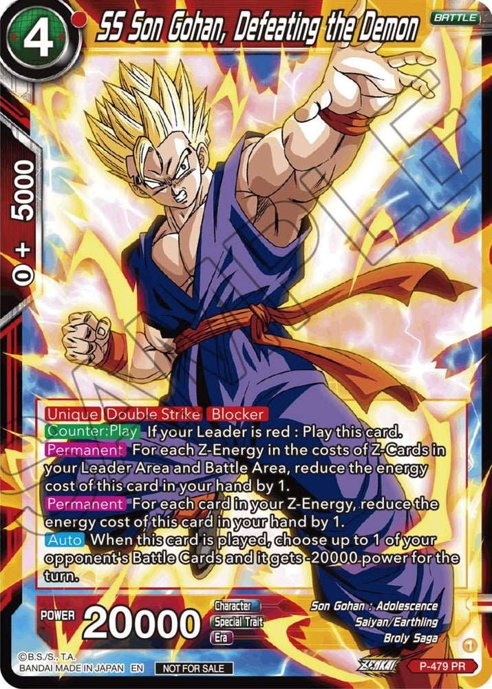 SS Son Gohan, Defeating the Demon (Zenkai Series Tournament Pack Vol.3) (P-479) [Tournament Promotion Cards]