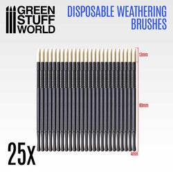 Green Stuff World 25x Disposable Weathering Brushes