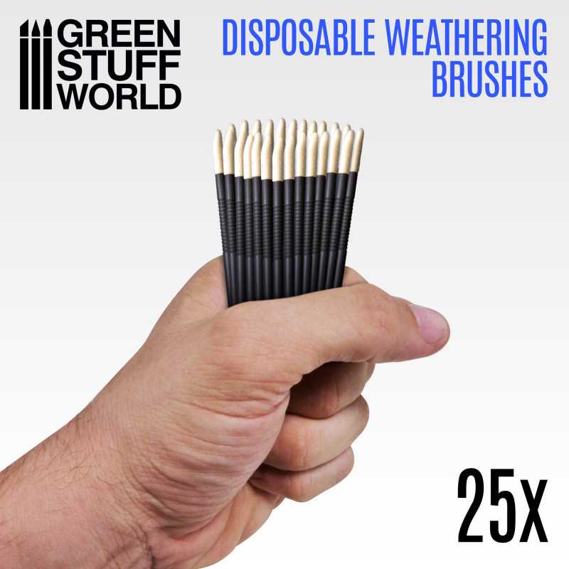 Green Stuff World 25x Disposable Weathering Brushes