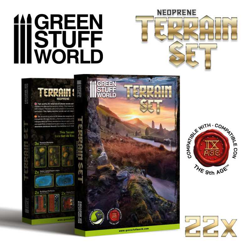 Green Stuff World 2D Neoprene Terrain set - 22 pieces