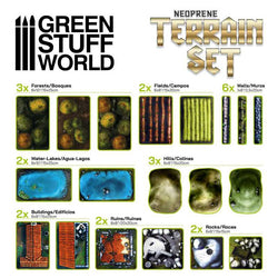 Green Stuff World 2D Neoprene Terrain set - 22 pieces