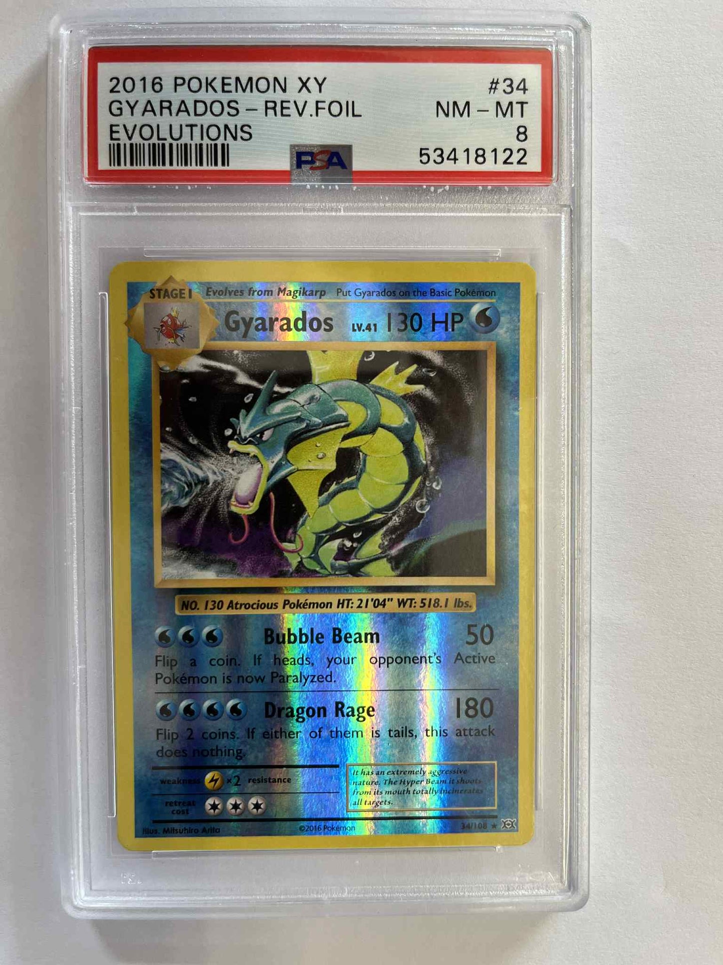 Gyarados (rev holo) XYE34 English PSA-8