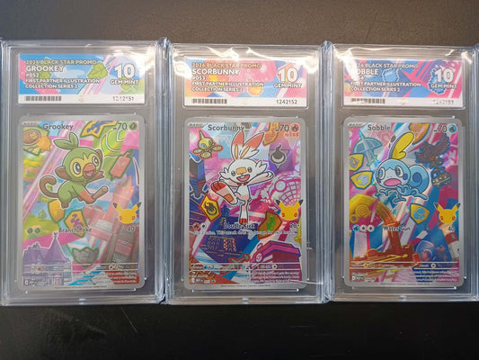 Sobble #54 Scorbunny #53 Grookey #52 ACE-10's Trio Slab Deal