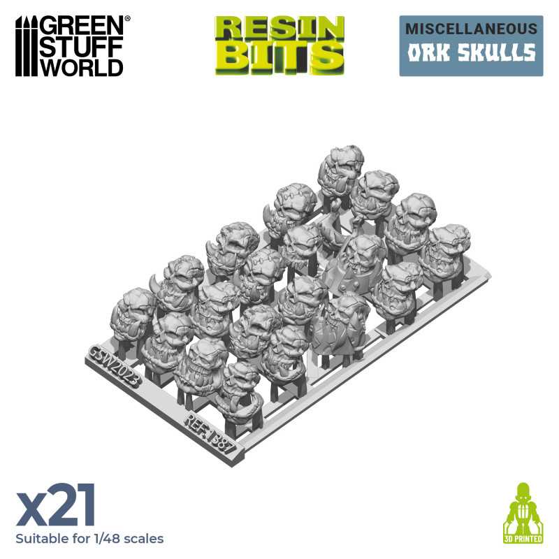 Green Stuff World: 21x Resin Ork Skulls