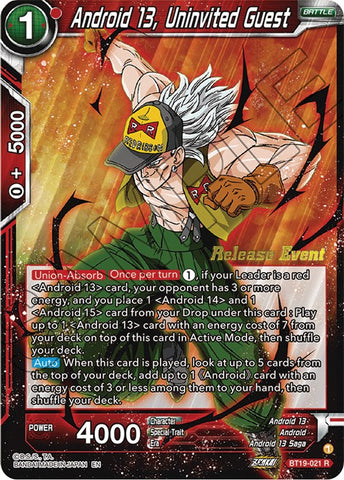 Android 13, Uninvited Guest (Fighter's Ambition Holiday Pack) (BT19-021) [Tournament Promotion Cards]