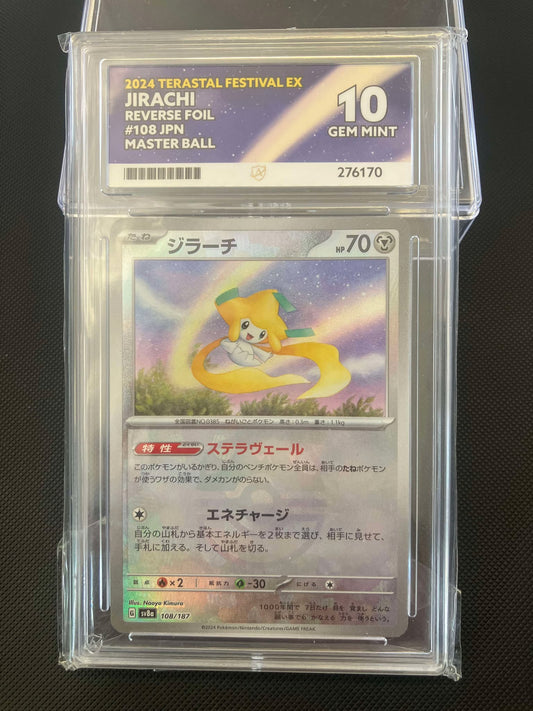Pokemon - ACE 10 Ace Grading - Jirachi (108/187) Master Ball Foil Terastal Festival EX 108 - Japanese