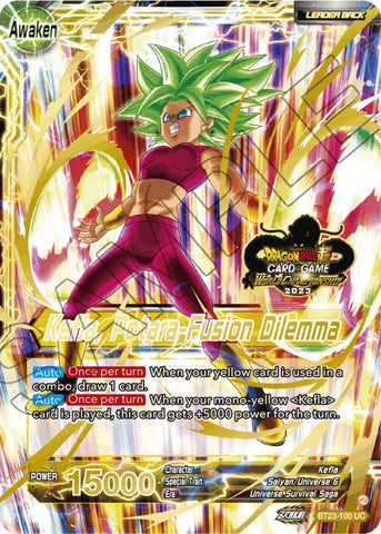 Kale & Caulifla // Kefla, Potara-Fusion Dilemma (2023 Worlds ZENKAI 06 Leader Set) (BT23-100) [Tournament Promotion Cards]
