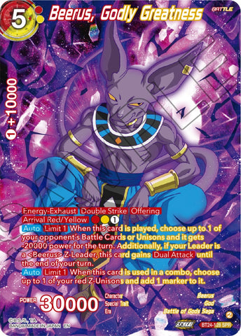 Beerus, Godly Greatness (SPR) (BT24-128) [Beyond Generations]