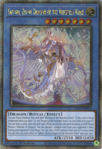 Saffira, Divine Dragon of the Voiceless Voice (Quarter Century Secret Rare) [LEDE-EN034] Quarter Century Secret Rare