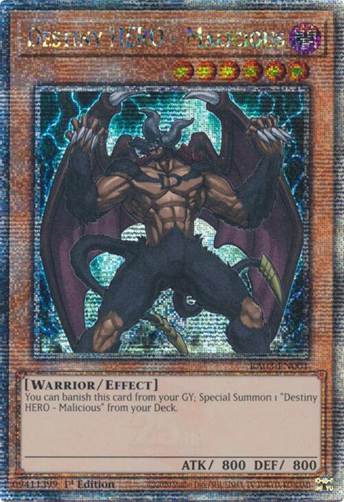 Destiny HERO - Malicious (Quarter Century Secret Rare) [RA03-EN001] Quarter Century Secret Rare