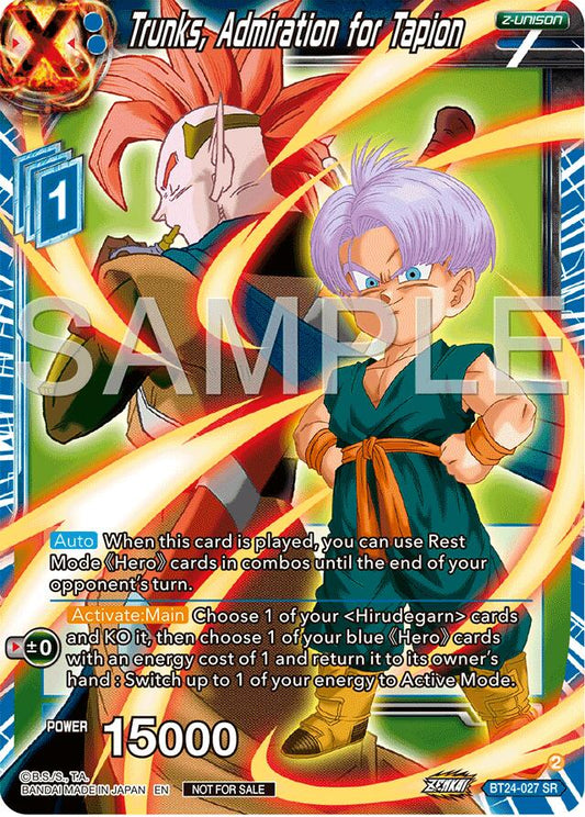 Trunks, Admiration for Tapion (Championship 2024 Finals Zenkai Pack) (BT24-027) [Tournament Promotion Cards]