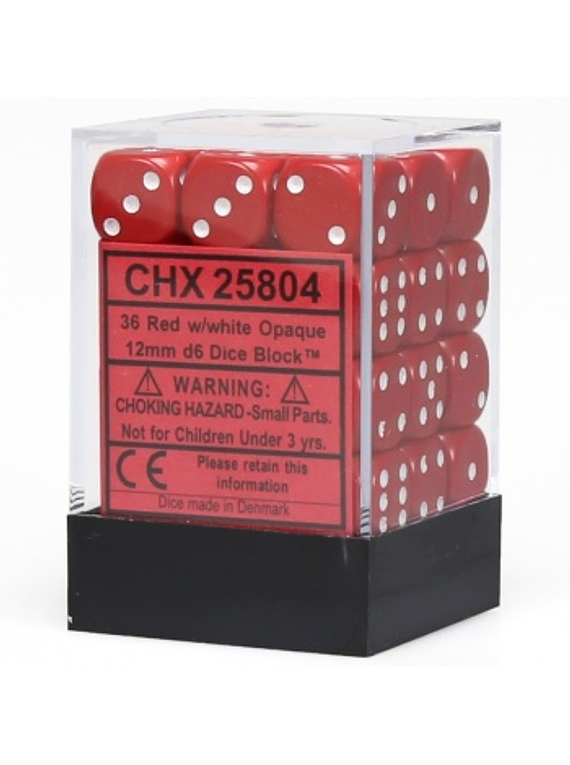 Chessex - 12mm D6 Dice Block - Red w/White