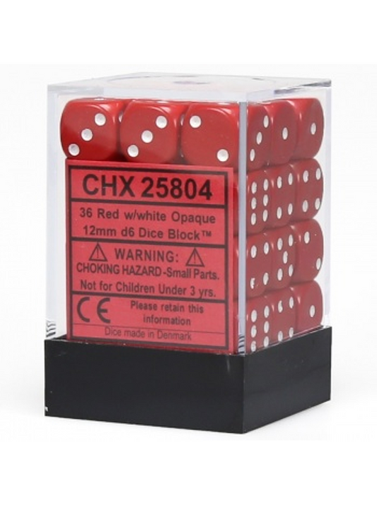 Chessex - 12mm D6 Dice Block - Red w/White